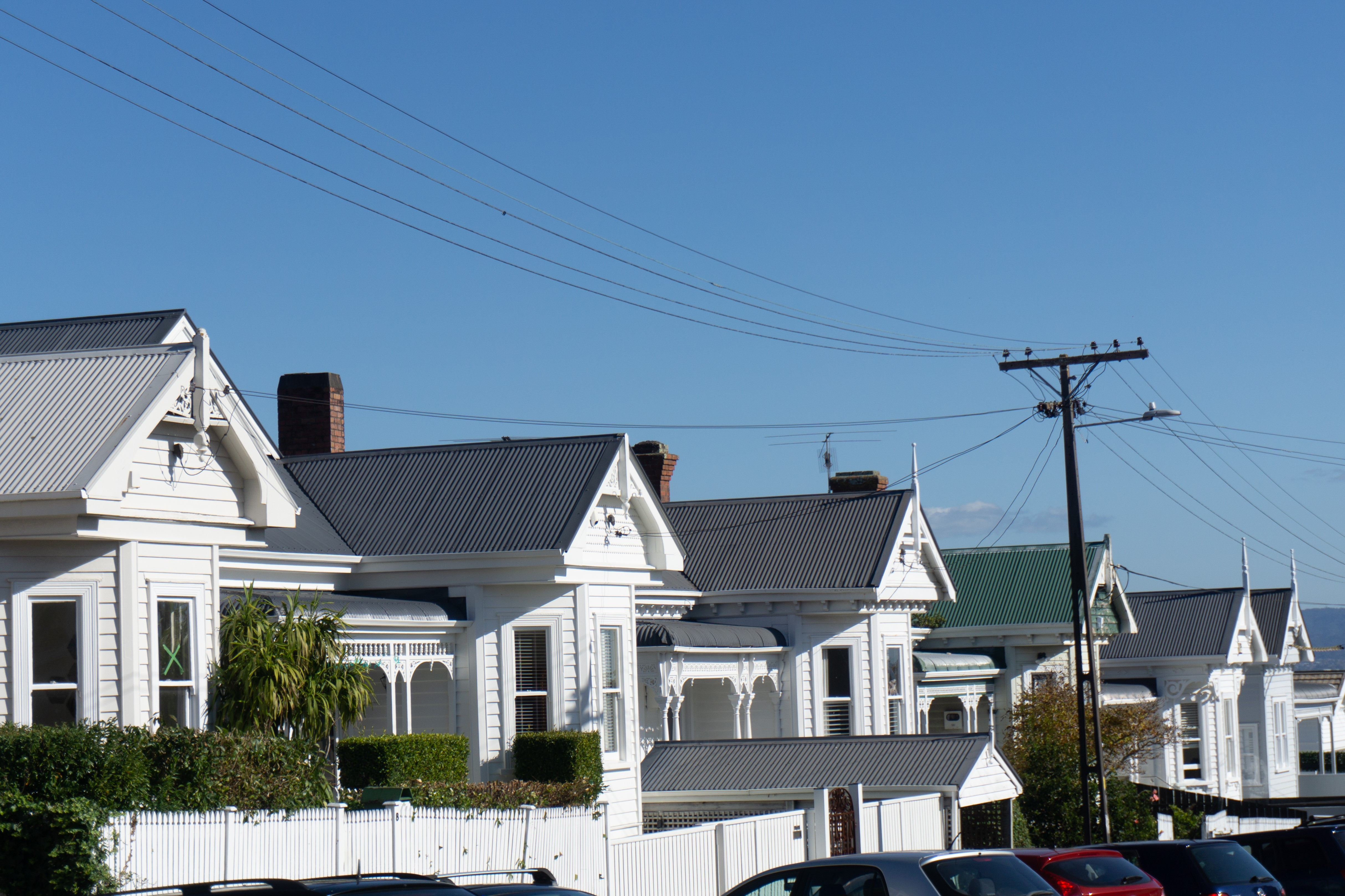 White villas with grey roofs in NZ