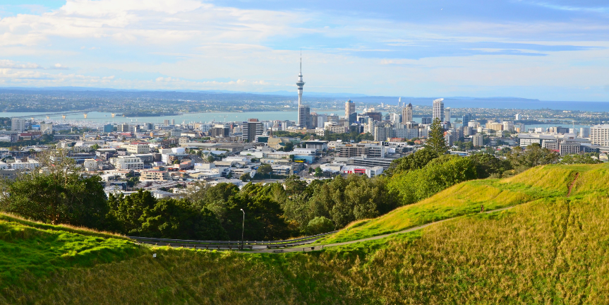 The Auckland horizon, as seen from Mount Eden.